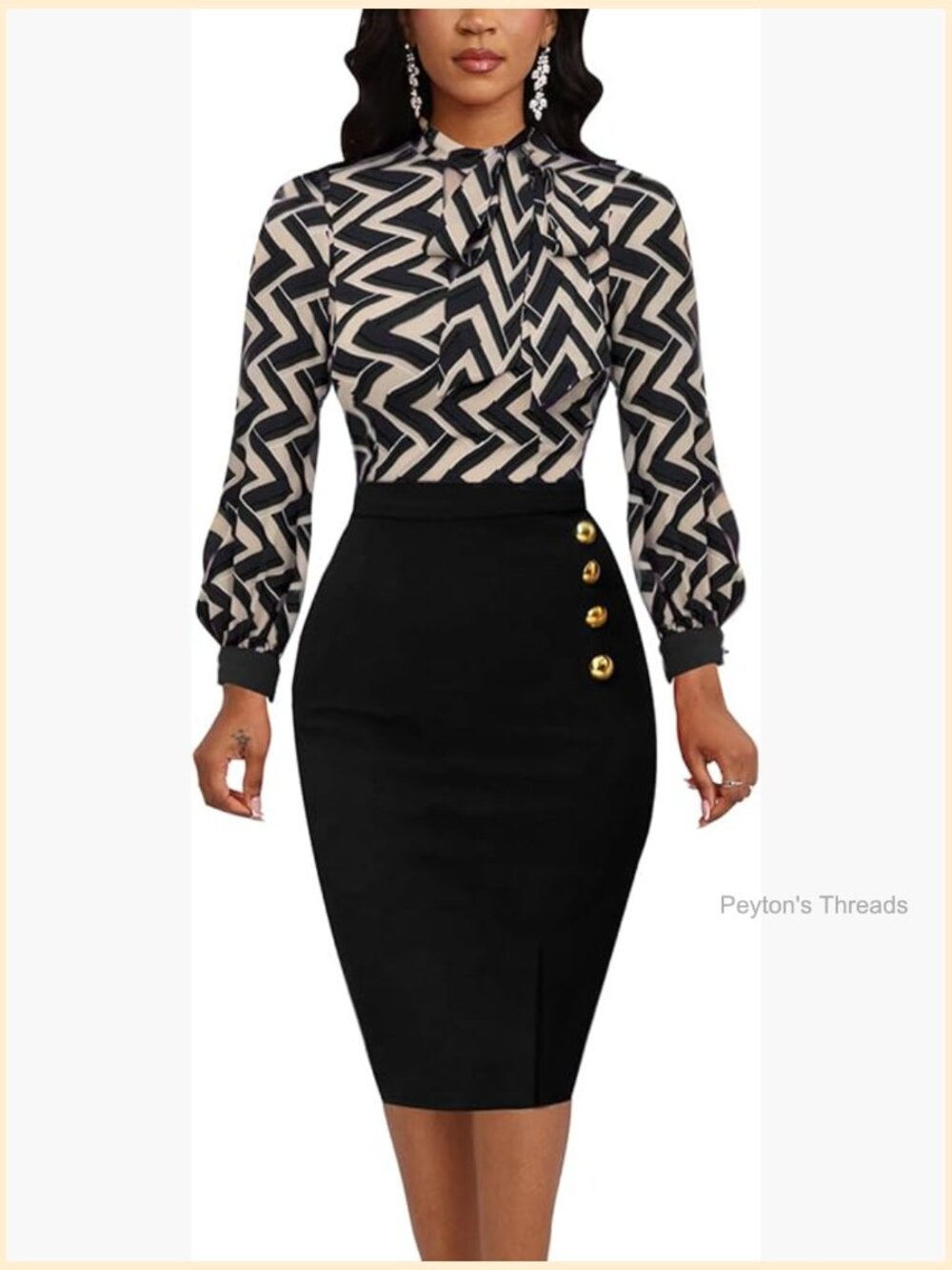 Wear to Work Pencil Midi Dress Long Sleeve Bodycon Sheath Dress